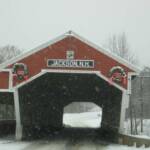 Snowy Jackson Covered Bridge.  Jackson, NH.